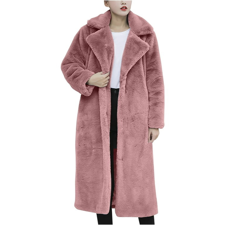 Longline Coat Pink Hooded Teddy Coat Threadbare Women's Pink