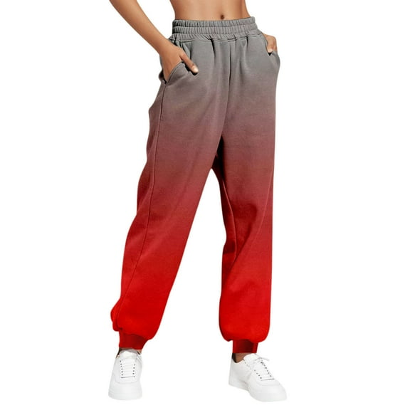 WCMZJ Women's Gradient Sweatpant Elastic High Waist Cotton Cinch Bottom Casual Jogger Pants Oversize Lounge Trendy Trousers with Pockets