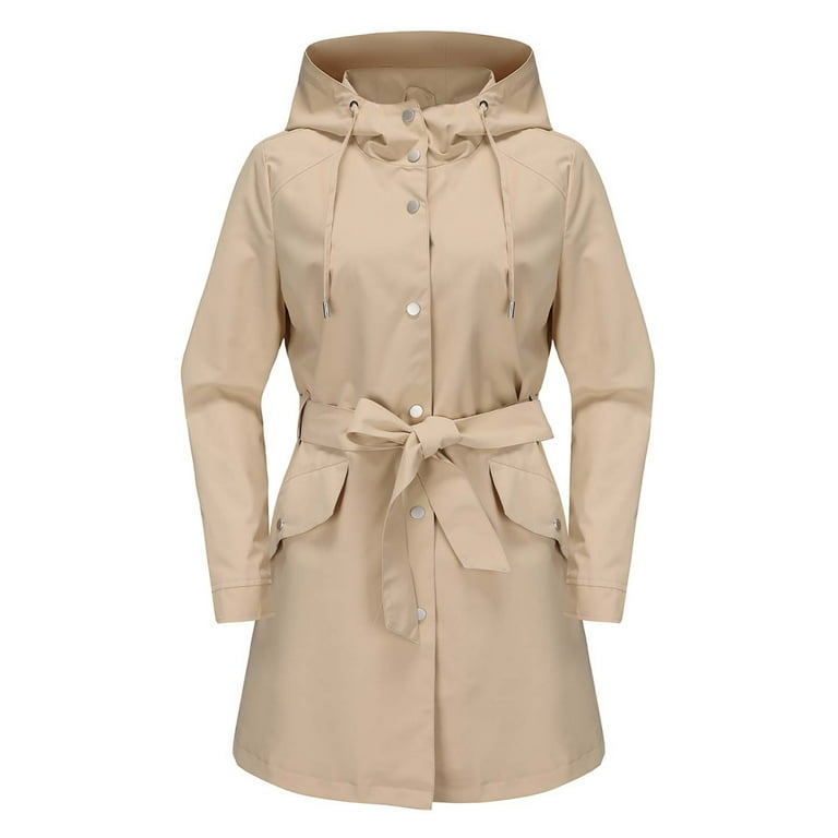 Wcmzj Women s Lightweight Anorak Utility Jacket Button Down Spring Waterproof Coat Fall Casual Hoodies Khaki XXL Size 2XL