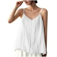 thumbnail image 1 of WCMZJ Women's Linen Camisole Tank Top V-Neck Loose Casual Adjustable Strap Summer Tops White L, 1 of 5
