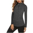 thumbnail image 1 of WCMZJ Women's Long Sleeve Golf Tennis Polo Shirts UPF 50+ Half Zip Dry Fit Workout Tops Athletic Shirt Black L, 1 of 4