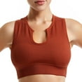 thumbnail image 1 of WCMZJ Women's Medium Support Crop Top Seamless Ribbed Removable Cups Summer V Neck Racerback Workout Yoga Sport Bra, 1 of 2