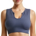 thumbnail image 1 of WCMZJ Women's Medium Support Crop Top Seamless Ribbed Removable Cups Summer V Neck Racerback Workout Yoga Sport Bra, 1 of 2