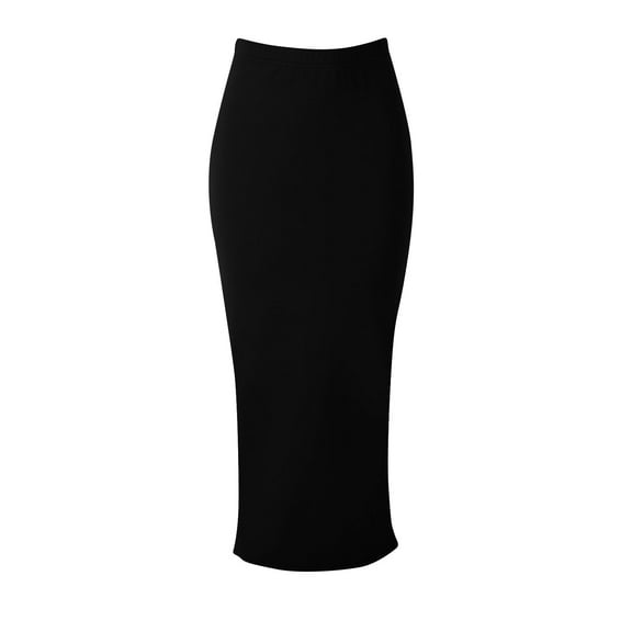 WCMZJ Women's Office Work Pencil Skirt Stretch High Waist Below Knee Bodycon for Business Casual Outfits Black S