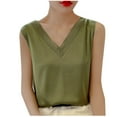 thumbnail image 1 of WCMZJ Women's Satin Tank Tops Dressy Casual V Neck Summer Sleeveless Silk Blouse Shirts Green L, 1 of 4