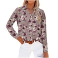 thumbnail image 1 of WCMZJ Women's Shirts Floral Print Button Down Shirt Fashion 2025 Lightweight Long Sleeve Blouse Spring Summer Casual Tunic Tops Wine M, 1 of 4