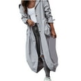 thumbnail image 1 of WCMZJ Women's Single Breasted Long Trench Coat Collar Lapel Overcoat Windproof Classic Outerwear with Pockets Gray XL, 1 of 9