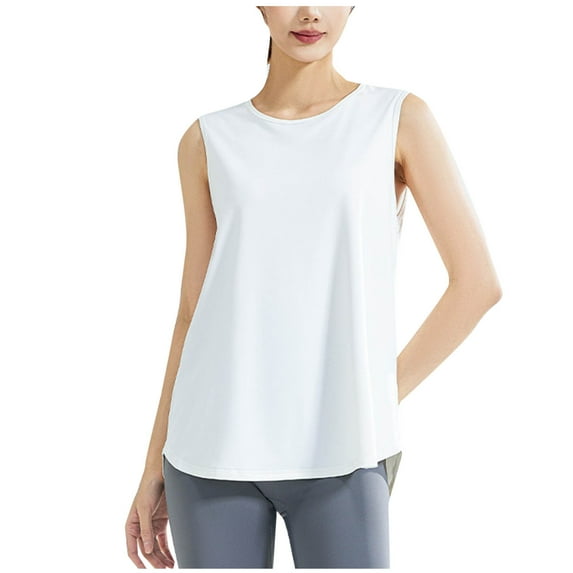 WCMZJ Women's Sleeveless Workout Tops Breathable Lightweight Active Tennis Yoga Shirts Athletic Running Tank Tops for Women White M