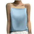 thumbnail image 1 of WCMZJ Women's Spaghetti Straps Satin Camisole Square Neck Cami Tank Top Silk Camisole Sleeveless Blouses Light Blue S, 1 of 4