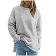 thumbnail image 1 of WCMZJ Women's Sweaters Oversized Long Sleeve Crewneck Fuzzy Knit Warm Sweaters 2024 Fall Side Split Pullover Sweater Tops Gray S, 1 of 4