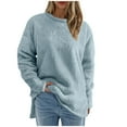 thumbnail image 1 of WCMZJ Women's Sweaters Oversized Long Sleeve Crewneck Fuzzy Knit Warm Sweaters 2024 Fall Side Split Pullover Sweater Tops Light Blue XXL, 1 of 4
