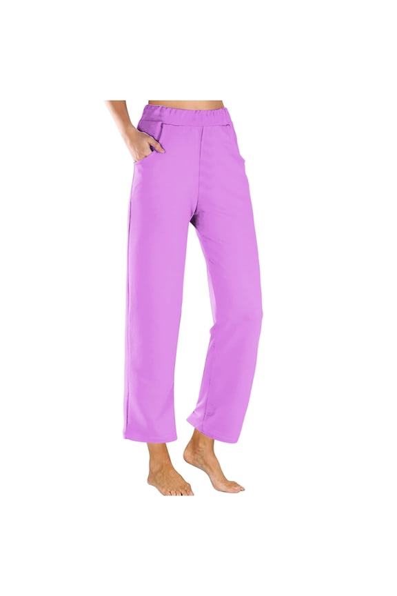 Women's Track Pants Warm Up Athletic Running Sweatpants Sports Training Pants Straight Wide Leg with Pockets Purple M