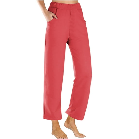 WCMZJ Women's Track Pants Warm Up Athletic Running Sweatpants Sports Training Pants Straight Wide Leg with Pockets Red L