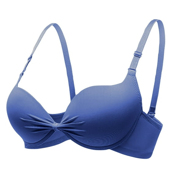 WCMZJ Women's Twist Front Underwire Supportive Lightly Lined Bra Push Up Padded Full Coverage Smoothing Bras Blue M