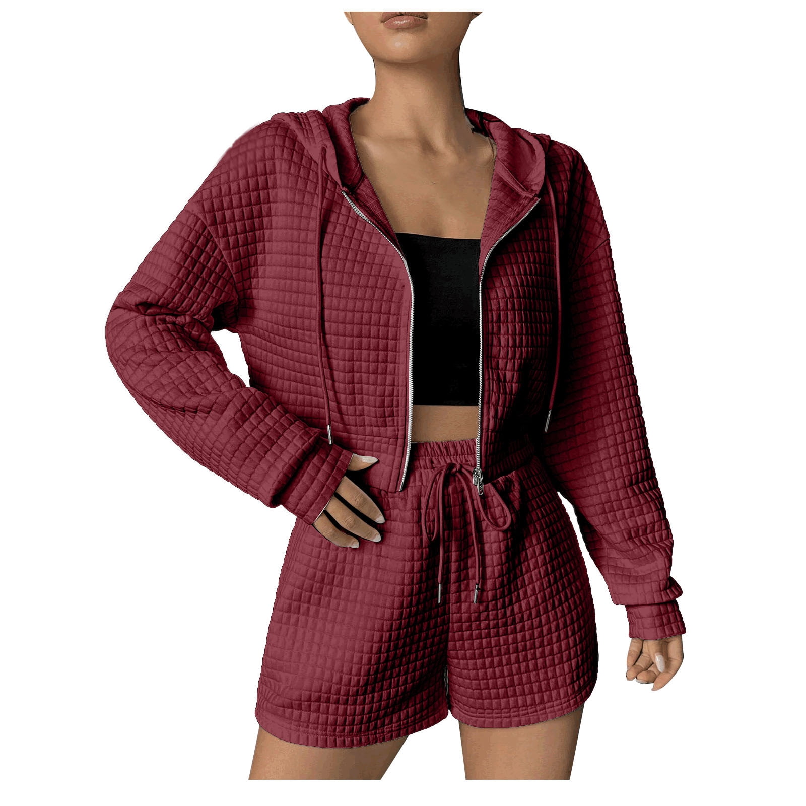 ZAFUL Women's Sweatsuits 2 Piece Outfits Zip Up Pullover Baggy Sweatpants