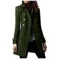 thumbnail image 1 of WCMZJ Women's Wool Blend Trench Winter Jackets Mid Long Warm Pea Coats Dressy Casual Double Breasted Overcoat with Pockets Army Green L, 1 of 6