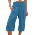 thumbnail image 1 of WCMZJ Womens Capris Pants High Waisted Wide Leg Pant Casual Solid Color Loose Cropped Trousers with Pockets, 1 of 5