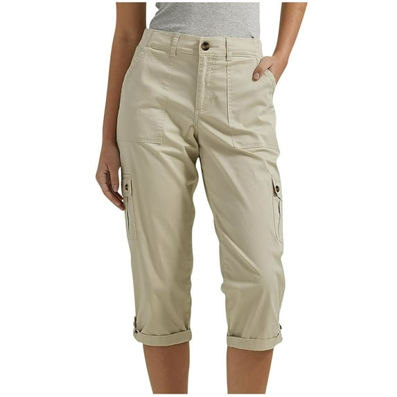WCMZJ Womens Cargo Capris Lightweight Hiking Pants 6 Pockets Quick Dry Casual Outdoor Trip Loose Shorts Cropped Pant Khaki XL