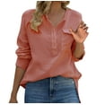 thumbnail image 1 of WCMZJ Womens Cotton Tunic Long Sleeve V Neck Gauze Shirt Button up Casual Work Lounge Blouse Tops with Pocket Pink S, 1 of 4