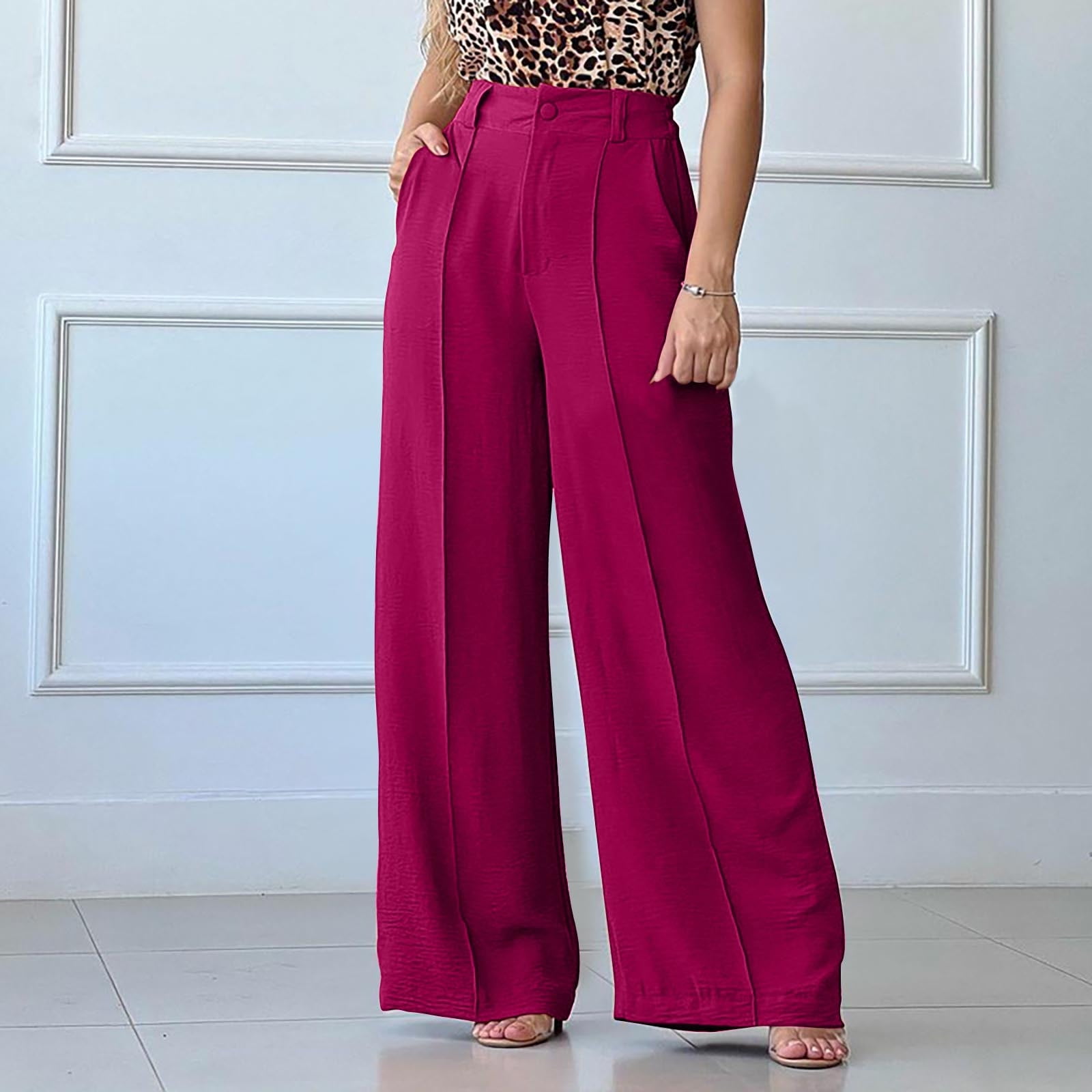 スラックス Mone Super Long Wide Slacks (3color) WCMZJ Womens High Waist Pants Casual Wide Leg Palazzo Dress