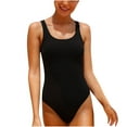 thumbnail image 1 of WCMZJ Womens One Piece Swimsuit 2025 Summer Solid Square Neck Tummy Control Modest Full Coverage Bathing Suits Black S, 1 of 6