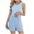 thumbnail image 1 of WCMZJ Womens Pajama Sets with Pockets Ribbed Knit 2 Piece Lounge Short Set Summer Sleepwear Cute PJ Set Loungewear, 1 of 7