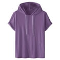 thumbnail image 1 of WCMZJ Womens Plus Size Summer Hoodies Short Sleeve Casual Loose Sweatshirts Workout Drawstring Pullover Oversize Tops Purple M, 1 of 6