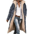 thumbnail image 1 of WCMZJ Womens Sherpa Fleece Lined Long Jackets Shearling Reversible Overcoats Winter Puffer Coats Hood Zip Outerwears Dark Gray M, 1 of 6