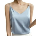 thumbnail image 1 of WCMZJ Womens Silk Satin Tank Tops V Neck Camisole Spaghetti Strap Top Summer Basic Blouse Blue M, 1 of 5