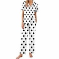 thumbnail image 1 of WCMZJ Womens Soft Pajamas Set Polka Dot Button Down Sleepwear Short Sleeves Pajama sets with Long Pants Pj Set Nightwear, 1 of 6