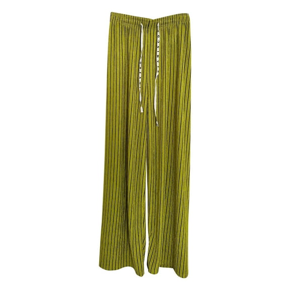 WCMZJ Womens Striped Print Pants Drawstring Baggy Pants Flowy Casual Loose Wide Leg Trousers Bohemian Grunge Clothes