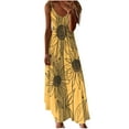 thumbnail image 1 of WCMZJ Womens Summer Print Long Dresses V Neck Spaghetti Straps Maxi Dress Casual Sun Dress for Holiday Beach Yellow L, 1 of 5