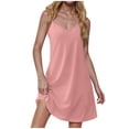 thumbnail image 1 of WCMZJ Womens Summer Sleeveless A-Line Mini Dress 2025 Sexy Backless Spaghetti Strap Party Club Dresses with Pockets Pink L, 1 of 7