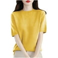 thumbnail image 1 of WCMZJ Womens Summer Tops Sweaters Lightweight Round Neck Casual Elegant Knitted Pullover Top Half Sleeve T Shirts, 1 of 4