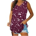 thumbnail image 1 of WCMZJ Womens Tank Tops Summer Sleeveless V Neck T Shirts Basic Floral Print Casual Tunic Tops for Leggings Loose Fit Wine XL, 1 of 5