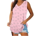 thumbnail image 1 of WCMZJ Womens Tank Tops Summer Sleeveless V Neck T Shirts Basic Loved Print Casual Tunic Tops for Leggings Loose Fit Pink XL, 1 of 5