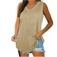 thumbnail image 1 of WCMZJ Womens Tank Tops V Neck Basic Solid Color Tunic Shirts Side Split Casual Flowy Summer Sleeveless Tank Top, 1 of 7