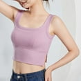 thumbnail image 1 of WCMZJ Womens U Back Ribbed Sports Bra Square Neck Padded Low Impact Yoga Bra Workout Crop Top with Built in Bra Pink S, 1 of 9