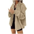 thumbnail image 1 of WCMZJ Womens Waffle Knit Shacket Oversized Button Down Shirt Jacket Lightweight Long Sleeve Tops with Pockets Khaki M, 1 of 6