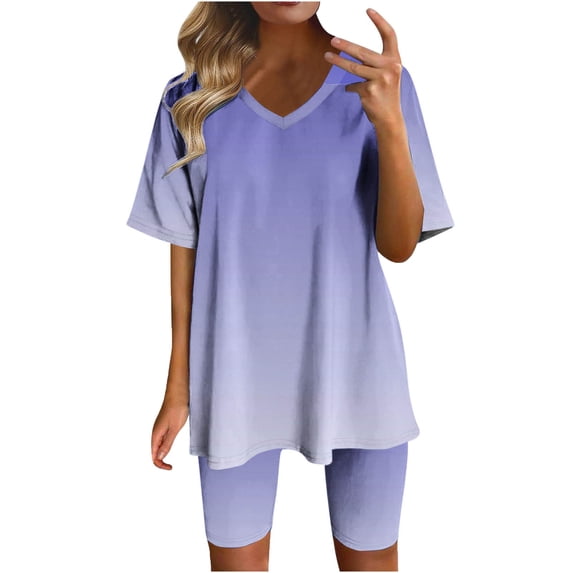 WCMZJ Womens Workout Sets Summer Outfits 2025 Fashion 2 Piece Lounge Set Matching Clothing Oversized Shirts Biker Short Tracksuit