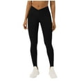 thumbnail image 1 of WCMZJ Workout Leggings for Women Tummy Control Athletic Gym Running Cross V Waist Hidden Scrunch Yoga Pants Black XL, 1 of 5