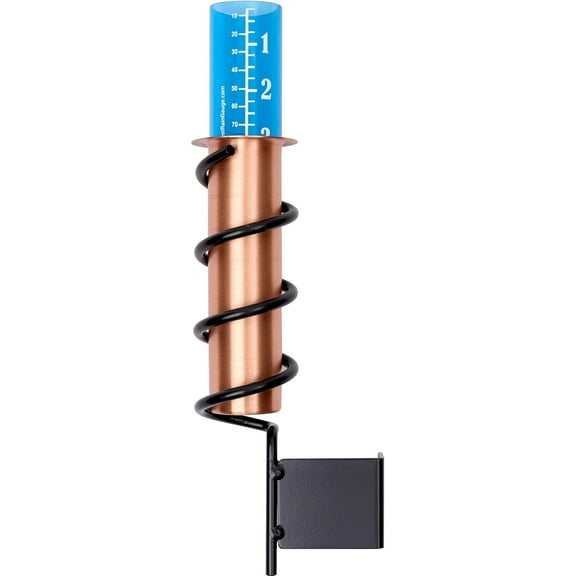 WCRG Copper Rain Gauge for Yard, Wood Fence Steel Mount - Outdoor Sprinkler Gauges, Shatterproof, Winter-Safe, Accurate, Decorative - The Original Floating Rain Gauge, USA Assembled & Designed