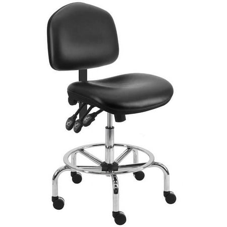 WCT-VA-TLC-black Vinyl Wide Seating Chair with Chrome Base & 23 to 31 in. 3 Lever Control Height Adjustment, Black