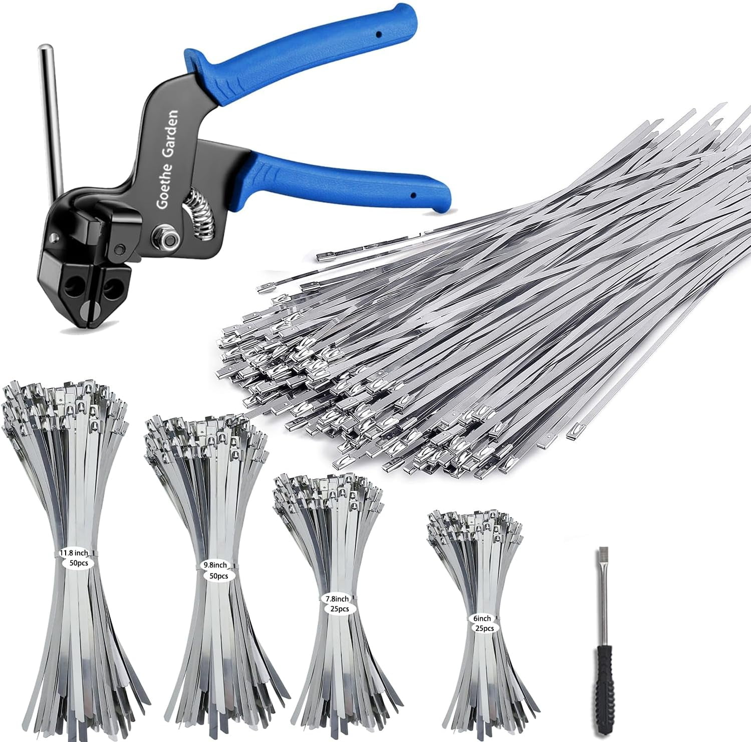 WCT322 Stainless Steel Cable Tie Gun for Fastening and Cutting up to 12mm Width Cable Ties,4 Size For Multi-purpose Cable Ties, Suitable For Fixing Fences, Pipes, Etc. Outdoor.