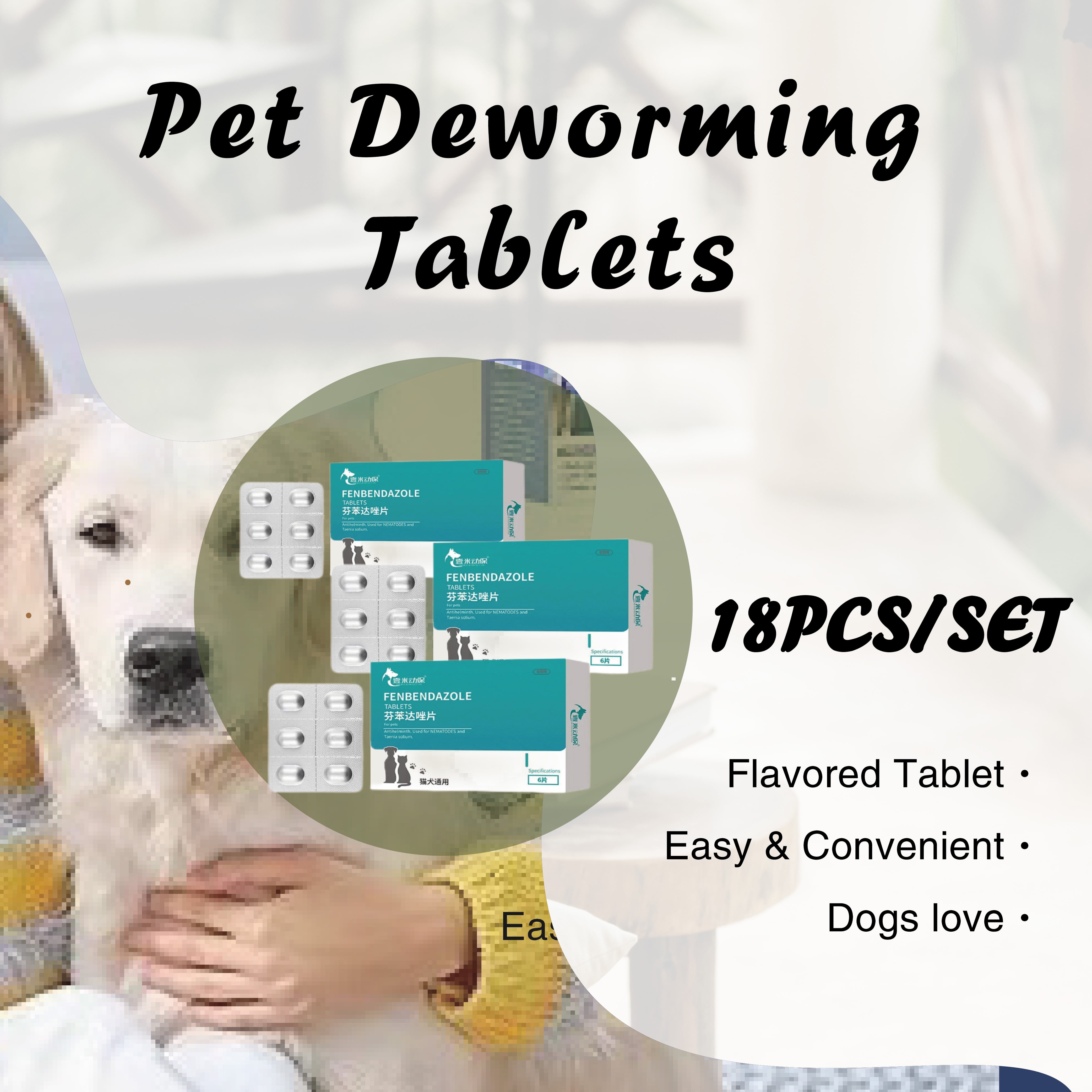 WCUCV Cat Dewormer, 3 Packets Worm Medicine for Dogs6 Capsules Pet