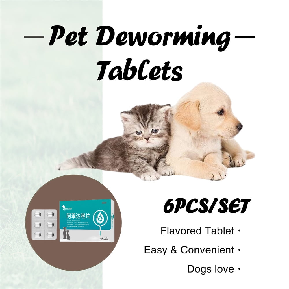 WCUCV Dewormer for Kittens, 1 Packets Cat Wormer for All Worms 6 Capsules Pet Deworming Tablets