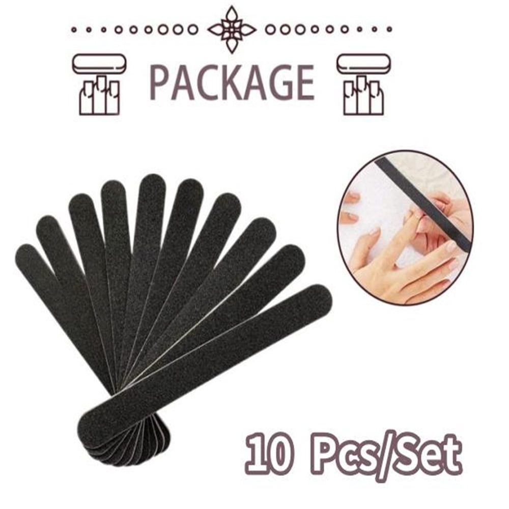 WCUCV Hot Sell-Emery Boards for Nails, Nail Files, 100/180 Grit, 10 Ct Black Fingernail File, 10Pcs