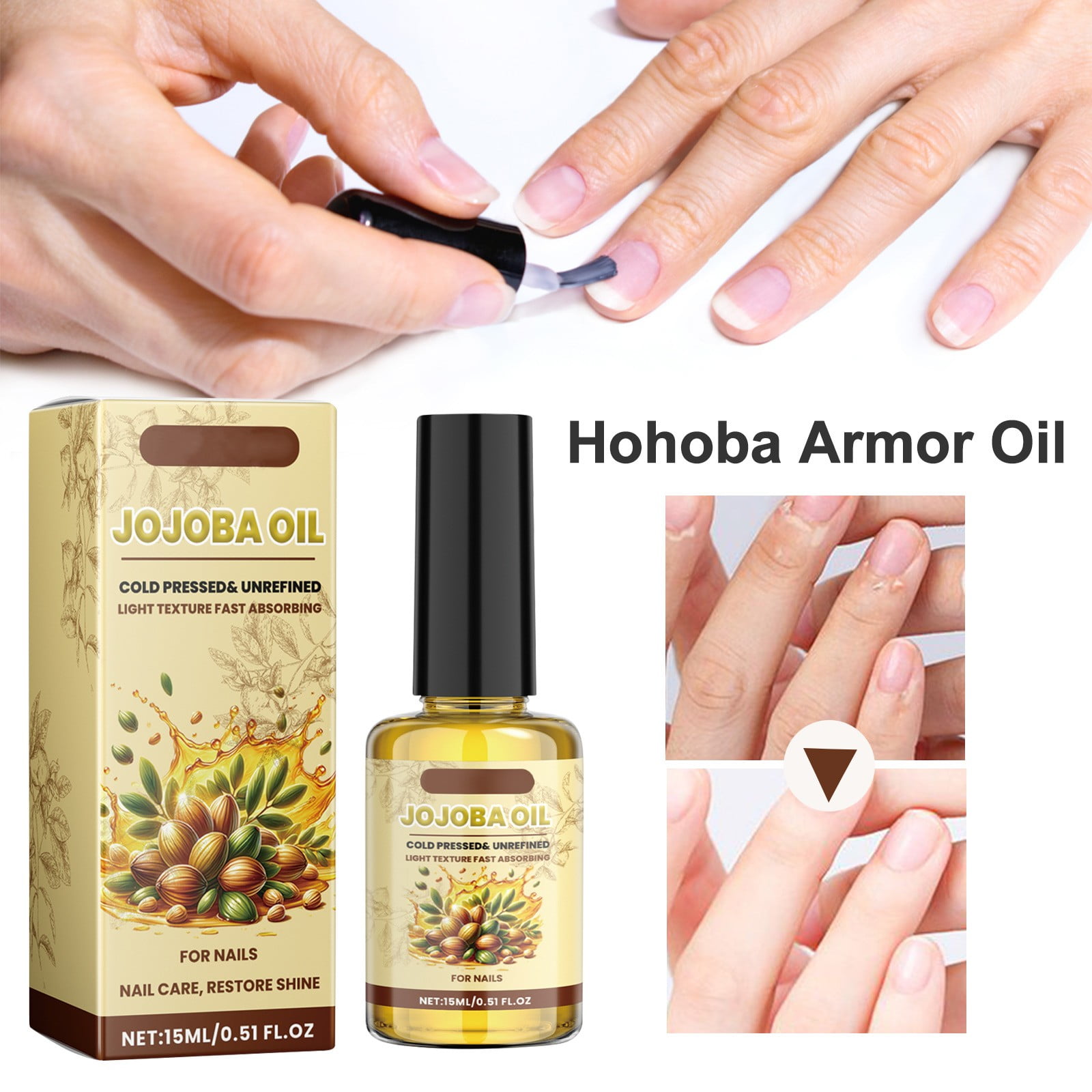 WCUCV Nail Biting, Jojoba Oil for Skin, Hair, Nails, Cuticles Unrefined & Hexane Free, Natural