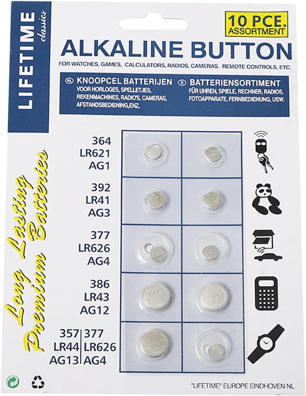 Ag4 Cell WCX 10-Piece/Set Assorted AG4 Button Batteries 1.55V 3V Mixed AG4 ...