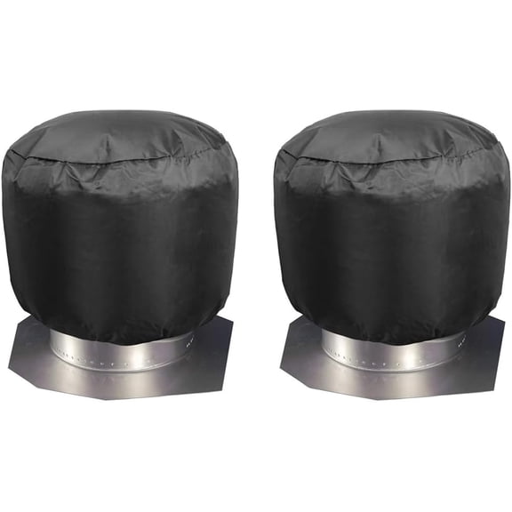 WCX 2 Pack 51 * 51cm/20 * 20in Turbine Vent Cover Roof Ventilator Cover Heavy Duty Turbine Ventilator Protector Shield Waterproof 420D Oxford Cloth Black-0614